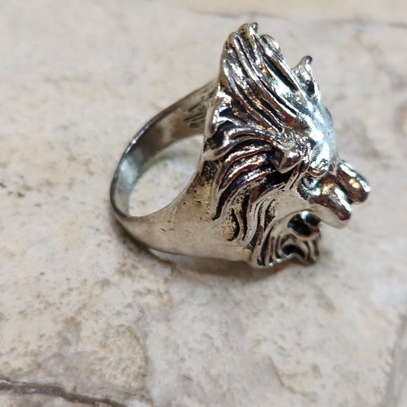 Chunky putter silver Roaring Lion ring sz9 - Picture 3 of 4